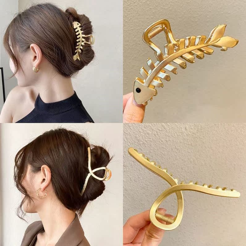 Extra-large shark clip hair volume multi-net red explosions 2 large fishbone cross grab clip combination temperament girl hair
