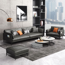 Office sofas tea table combination suits Genuine Leather Trio level Business Guests Reception Janes office sofa