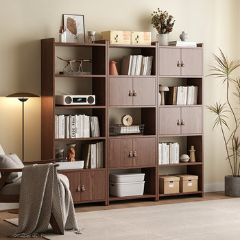 Bookshelf solid wood cabinet children's home living room floor-standing storage shelf integrated wall bookcase multi-layer storage display cabinet