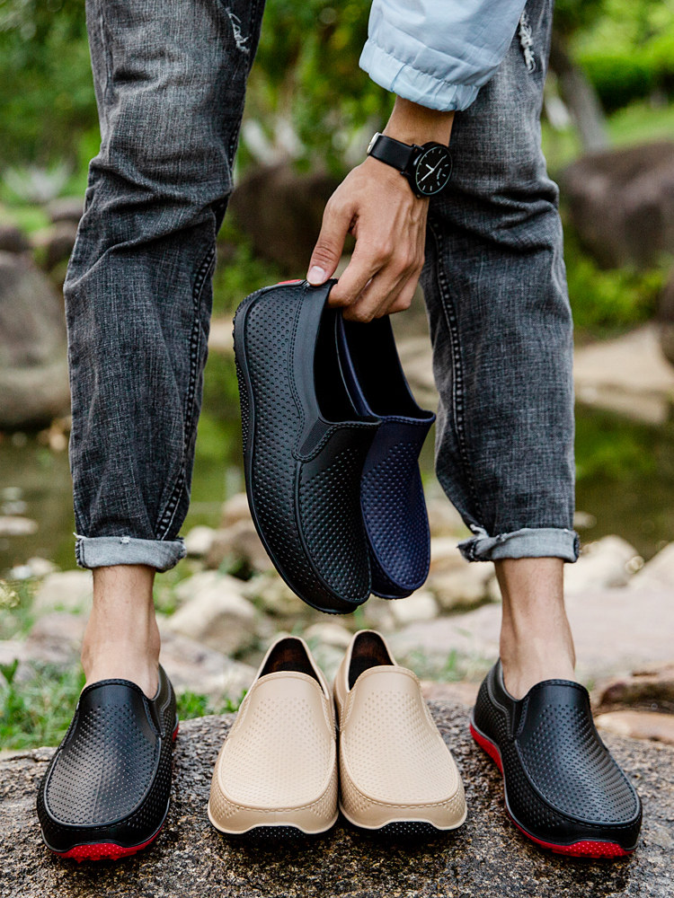 Back Force Kitchen Rain Shoes Male Tide Low Gang Suede Waterproof Shoes Men Rain Boots Short Barrel Anti Slip Car Wash Warm Working Set Shoes