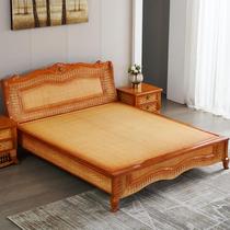 Rattan solid wood bed hotel rattan apartment rattan art bed Indonesia rattan bed B&B rattan home rattan wooden single double bed