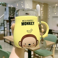 Желтая банановая обезьянка с крышкой + керамическая ложка