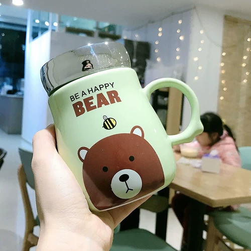 Cup High Actory Creative Cute Cartoon Super Mute Ceramic Mug с студентами мужского и женского пола, чтобы пойти на завтрак