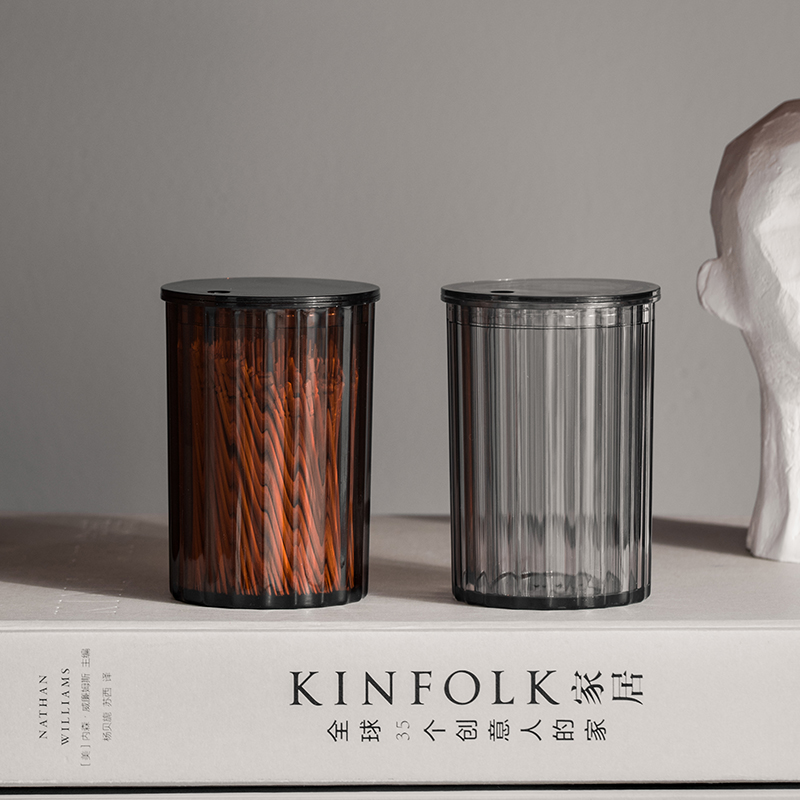 Light Extravagant Toothpicks Box Mesh Red Transparent Dental Sign Cylinder Home Living Room Upscale Creative Commercial Restaurant High Face Value Toothpicks Bucket-Taobao