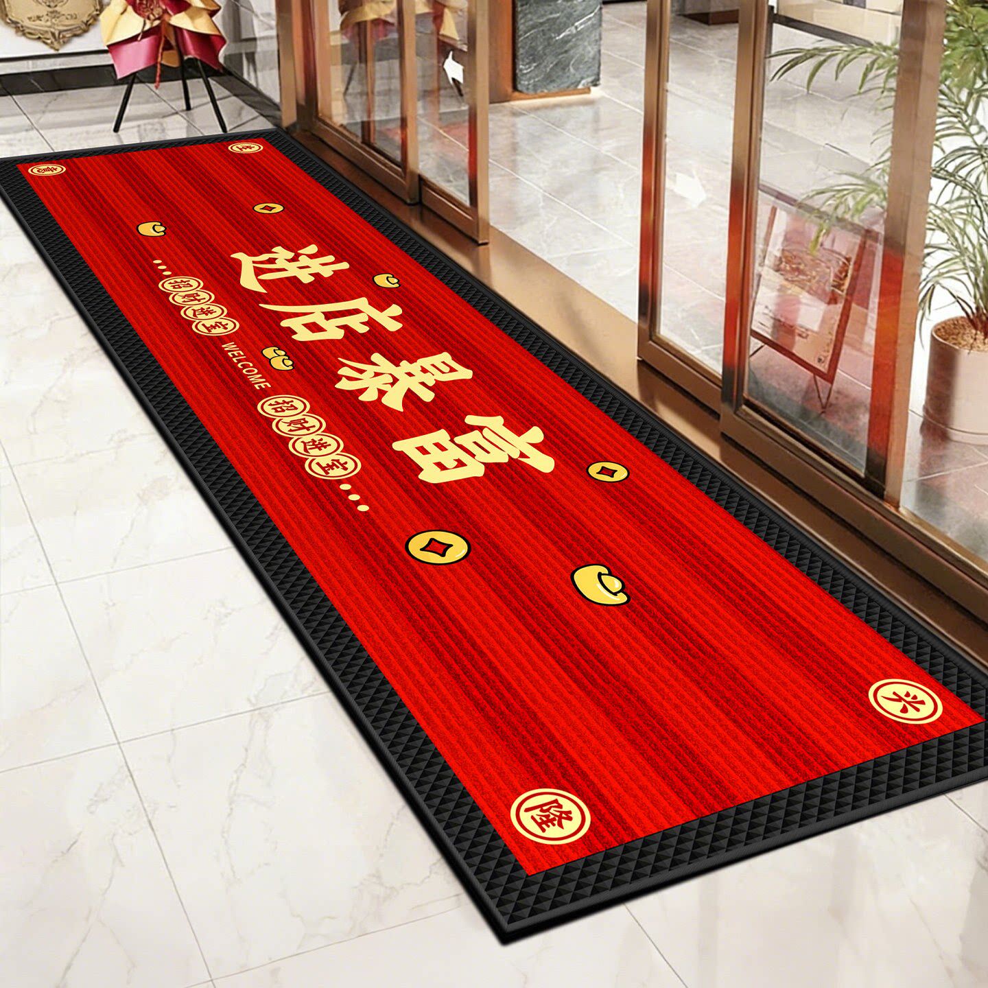 Corporate office entrance floor mats with customized patterns, logo floor mats, anti-slip dust removal carpets for shopping malls and public places
