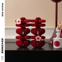 Peach Bud Couple Beehive Joy Character Three-dimensional Folding Paper Pendulum Piece Wedding Engagement Idea New Wedding Gift Wedding House Arrangement Swing