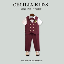 Boys dress suit high-end 2024 spring new style childrens host piano performance suit one-year-old boys suit