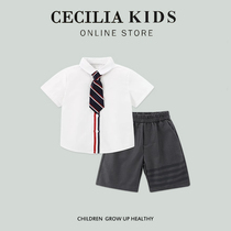 Boys dress new 2024 summer and autumn childrens host casual suit Korean version boy catwalk child model suit suit