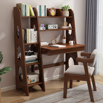 New solid wood desk and bookshelf integrated combination small apartment modern home simple study desk bedroom desk