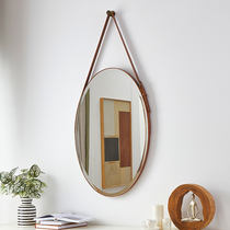 Dressing table mirror wall-mounted full-body mirror high-end oval belt adjustable bathroom mirror wall-mounted