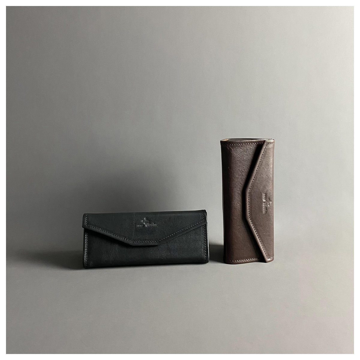 Western Queen Mother genuine leather glasses case Saturn VW first layer cowhide foldable glasses storage bag