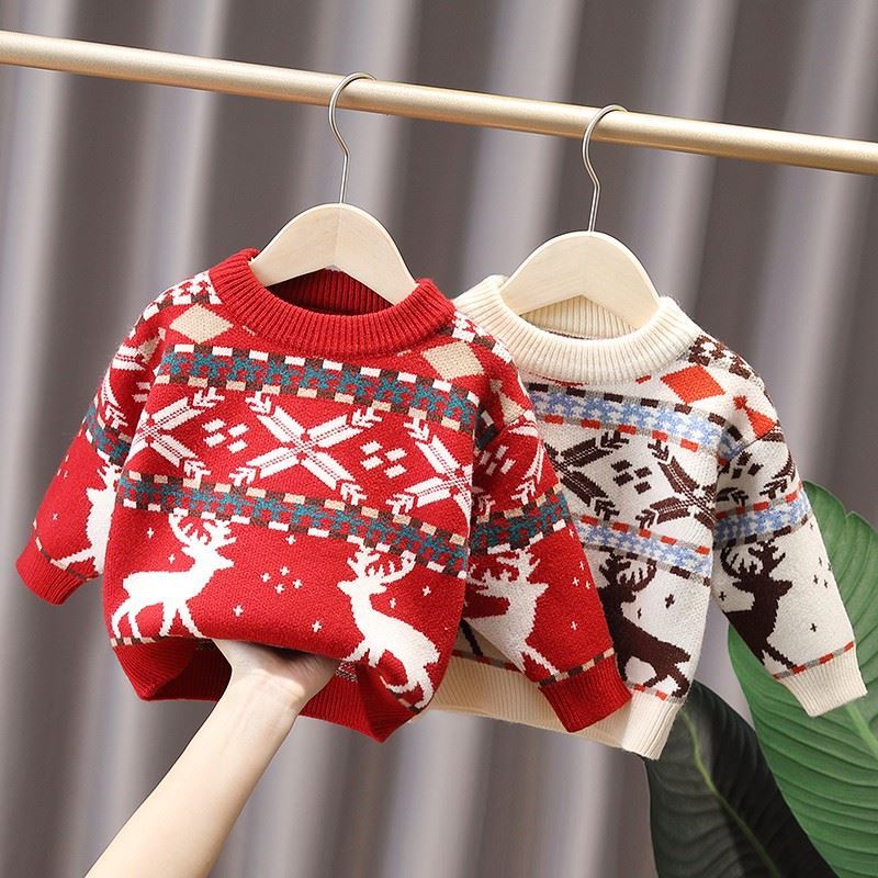 Girl's New Year sweater boy New Year's baby boy New Year's baby boy red Spring Festival sweater clothing needle cardio-hoodie clothing warm and warm