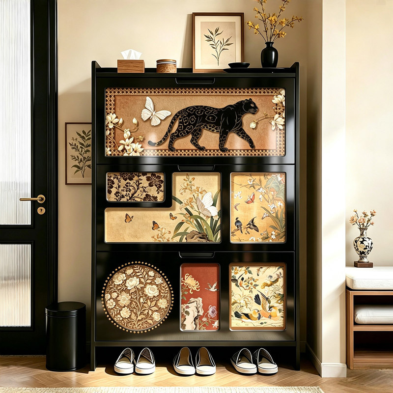 Ultra-Thin Flip-Top Shoe Cabinet for Home Entrance, Vintage-Style Solid Wood Shoe Rack for Hallway or Corridor Ultra-Thin Flip-Top Shoe Cabinet for Home Entrance, Vintage-Style Solid Wood Shoe Rack for Hallway or Corridor