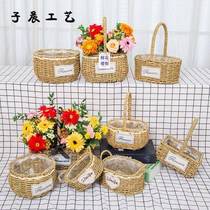 Xinjiang Tibetan pastoral style hand-woven flower baskets plumeria baskets straw baskets flower pots flower baskets portable baskets