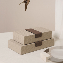 Modern minimalist Italian jewelry box storage box model room cloakroom bedroom woven pattern leather jewelry box ornaments