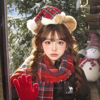 Christmas bear christmas hat plush headband for women