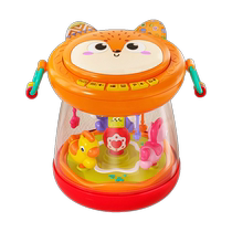 Baby Toys Musique claquant les tambours de 0 à 6-12 mois Baby Early enseignant Puzzle Rotary Trojan Horse Hand Slapping Drum rechargeable