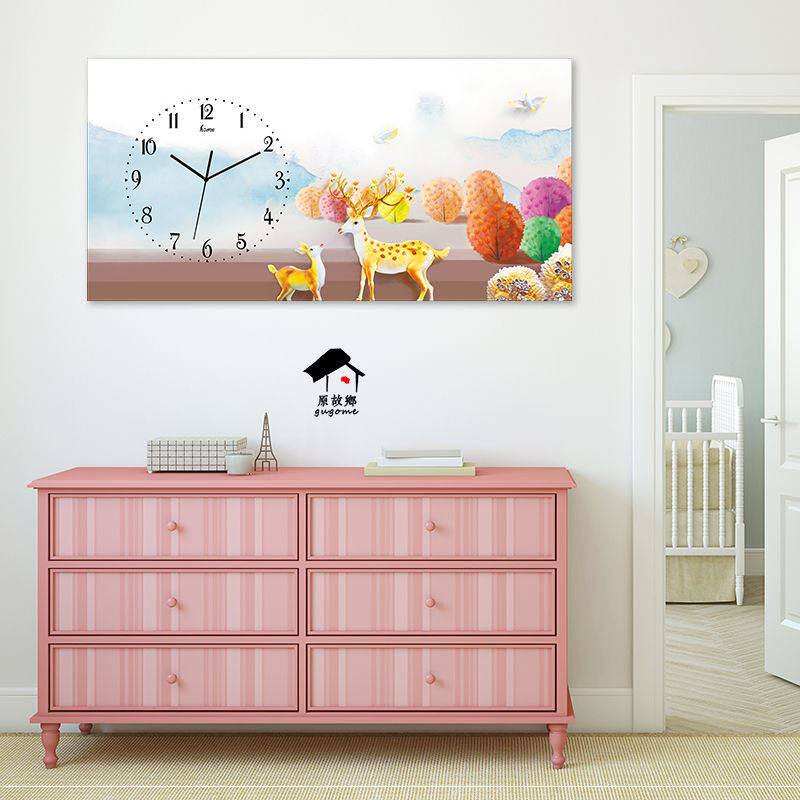 New hanging watch rectangular Nordic modern minimalist dining room Dining Room Personality Decoration Painting Hanging Watches Silent Can Shade Electricity