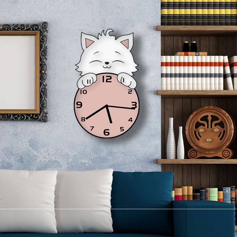 New creative living room Kindergarten watch and watch bedroom mute children's room cartoon kitty hanging bell adorable fashion decorative table