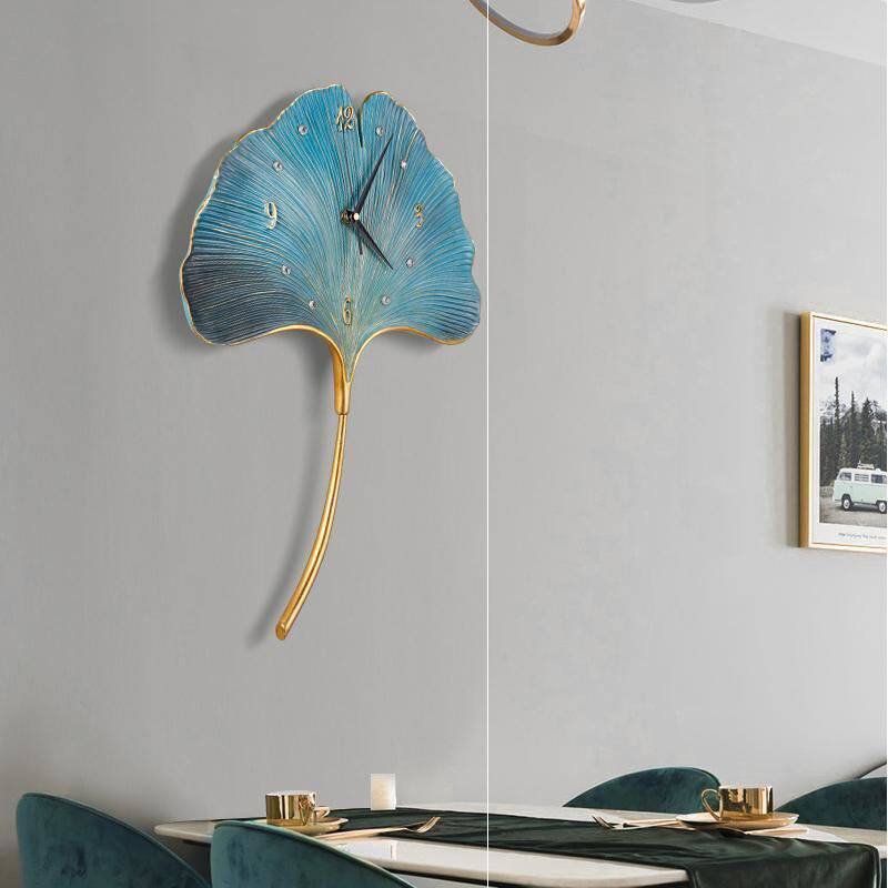 New minimalist modern ultra muted home ginkgo biloba hanging clock watch and watch personality creative stylish living room bedroom light lavish