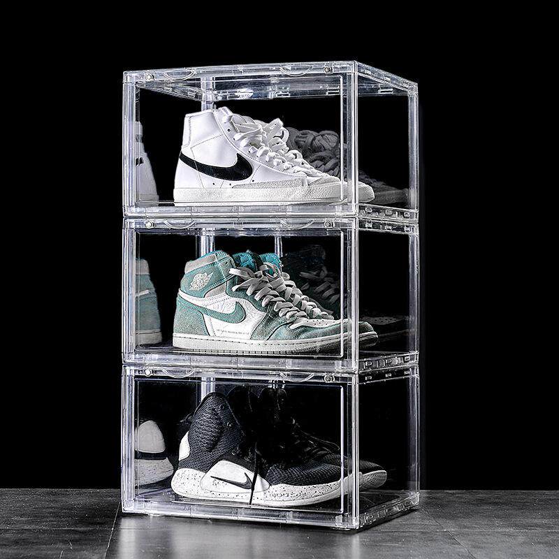 Shoes box transparent box Acrylic antioxidant aj dust-proof plastic shoes shoes shoes shoes shoes magnetic suction all shoes display