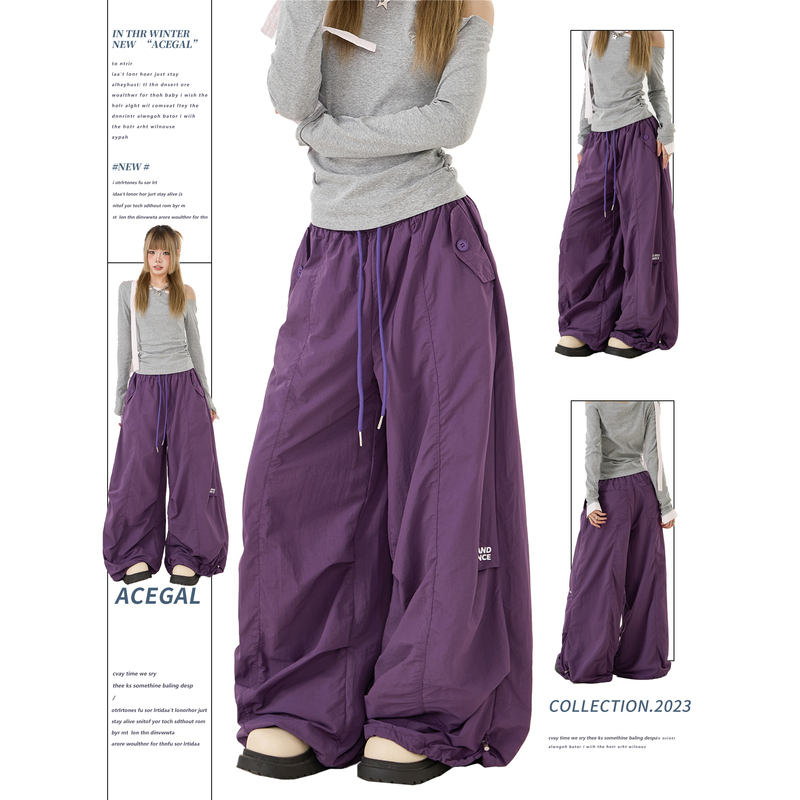 Remedie American-Style Purple Outdoor Paratrooper Pants, Jazz Dance Casual Pants, Unisex Hiking Quick-Dry Wide-Leg Pants for Autumn Remedie American-Style Purple Outdoor Paratrooper Pants, Jazz Dance Casual Pants, Unisex Hiking Quick-Dry Wide-Leg Pants for Autumn