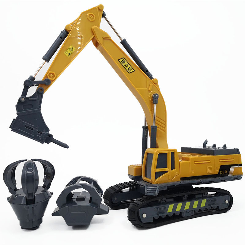 Delixin children's car engineering toy car crusher ground drilling machine wood grabbing machine boy engineering car model toy car