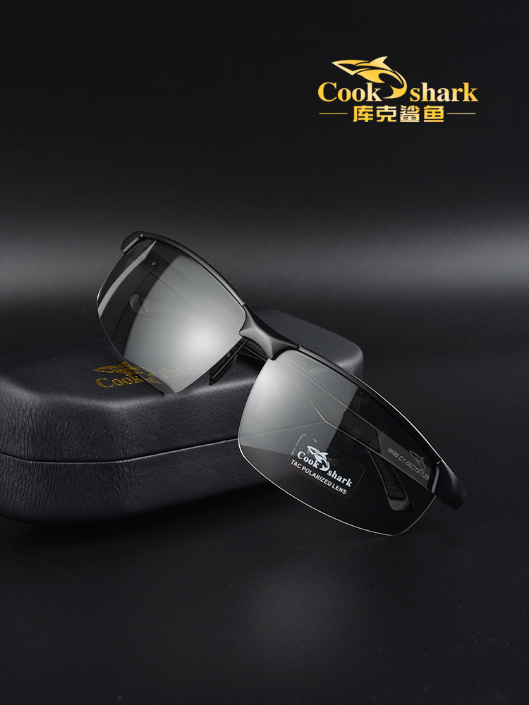 Cook Shark New Aluminum Magnesium Sunglasses Men Sunglasses HD Polarization Driver Driver Driver Color Glasses Tide