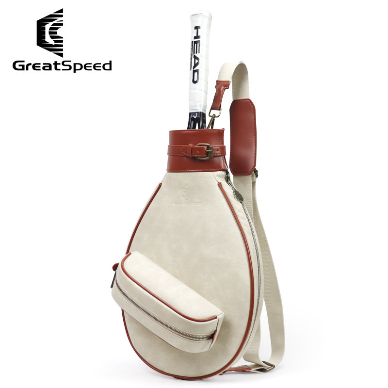 GREATSPEED Four Slam tennis bag badminton bag shoulder men and women retro version leather personality adult