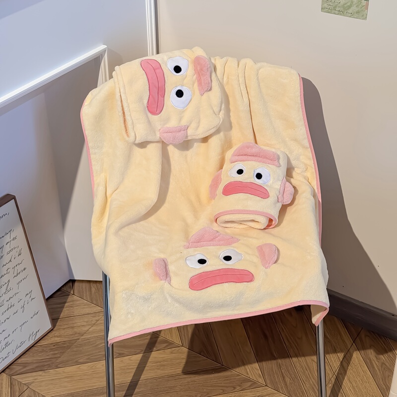 Cartoon Funny Clownfish New Coral Velvet Household Adult Bath Absorbent Towel Hair Drying Cap Bath Towel Three-Piece Set