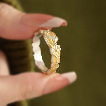 Pure silver 9999 gold nine-tailed fox ring