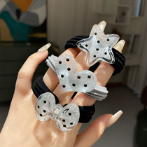 Hair band hair tie rubber band female high-end Korean childrens cheerleading headdress transparent polka dot heart