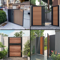 Aluminum alloy self-built house villa door stainless steel plastic wood courtyard door wrought iron solid wood country courtyard door garden door
