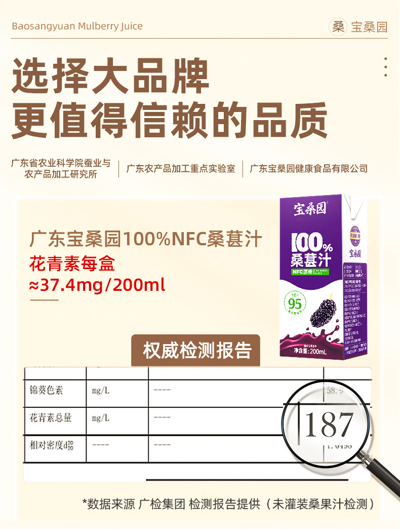 安享好物 安享A级果汁-宝桑园100% NFC桑果汁 国标 