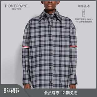 THOM BROWNE レディース春夏ミッドグレーチェック柄フランネルピークカラーシャツ