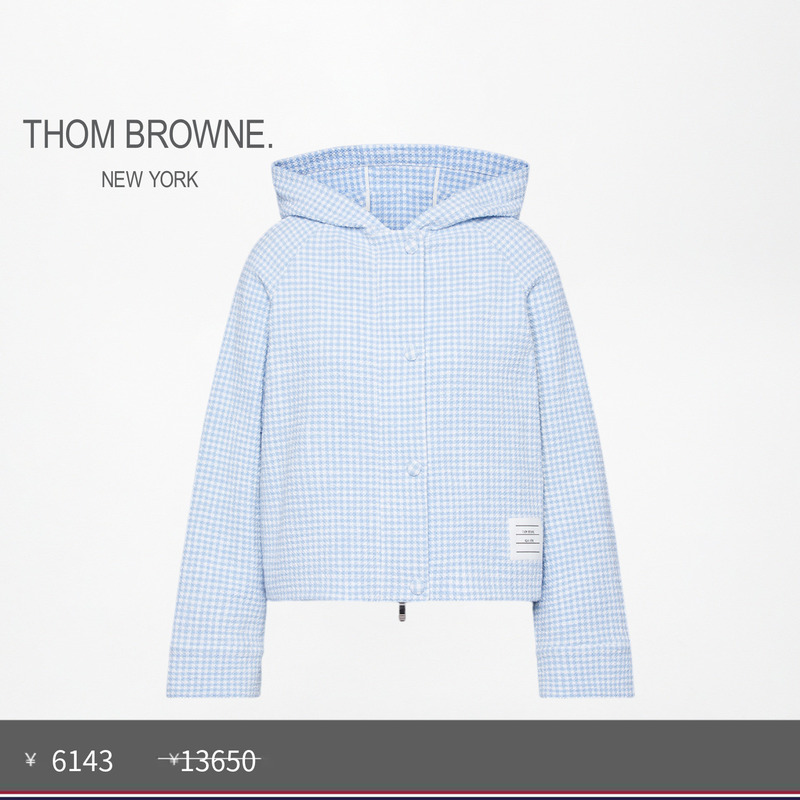 [Spring/Summer Offer] Thom Browne Women's Plaid Tweed Hooded Jacket