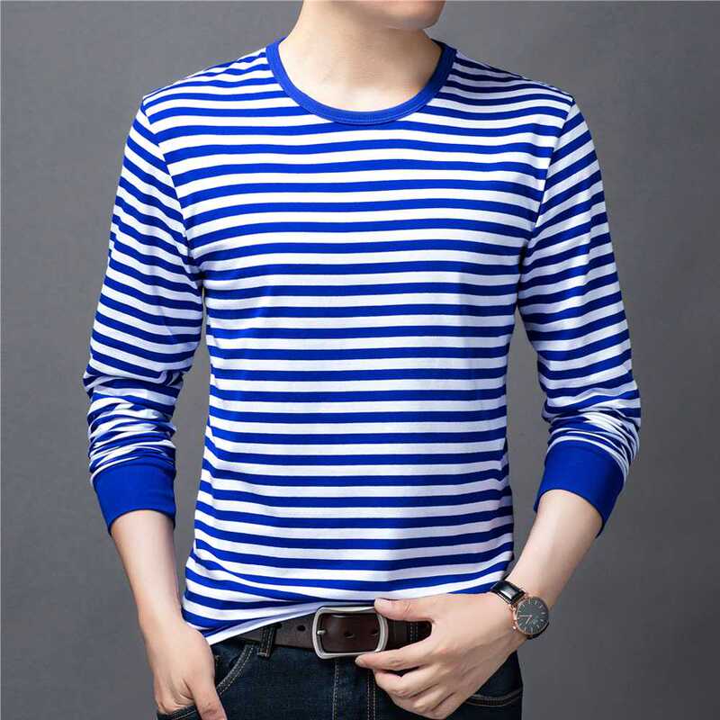 Vintage Navy Shirt Men's Long-Sleeve T-Shirt Round Neck Retro Blue and White Striped Sailor Shirt Top for Friends Gathering Vintage Navy Shirt Men's Long-Sleeve T-Shirt Round Neck Retro Blue and White Striped Sailor Shirt Top for Friends Gathering