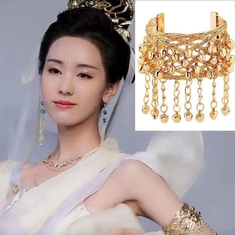 Dunhuang Arm Bracelets, Accessories, Ancient Costume Han Clothing Accessories, Bells, Western Regions Ethnic Arm Bracelets, Wide Arm Bracelets, Arm Rings, Ancient Style