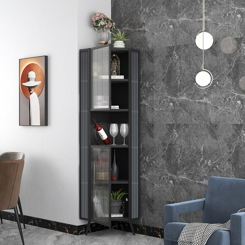 Light luxury modern high-end living room Changhong glass corner cabinet corner cabinet triangular corner cabinet restaurant simple shelf