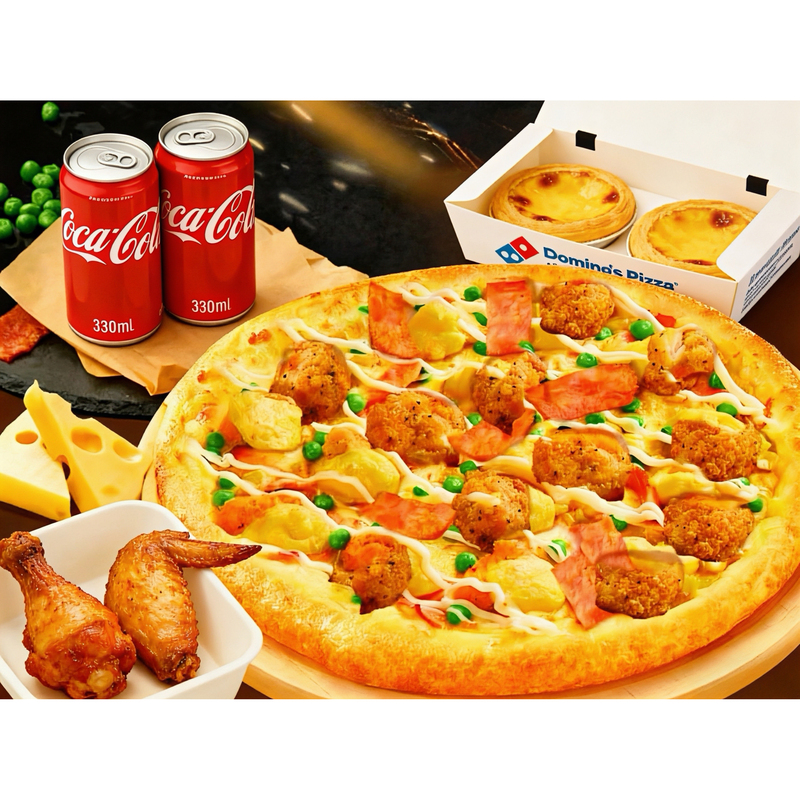 Domino's 12inch Golden Egg Yolk Tender Chicken Pizza + Coke Combo Classic Italian Meat Sauce Nationwide Order Service