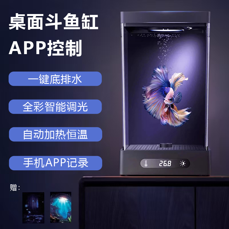 スマートな闘魚の特別な水槽の一定温度の小さなリビングルームの水槽の造園の装飾品フィルター加熱ロッドの背景ステッカー