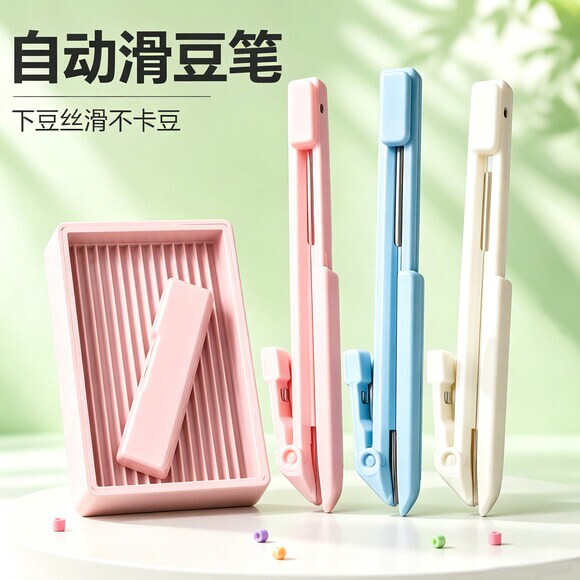 No-Shake Press-Type Sliding Bead Pen Three-Piece Set, Point-Grip Automatic Double Long Bead Needle, High-Value Special Tool Bead Needle