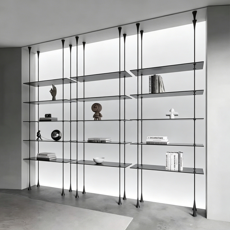 Minimalist Floor-To-Ceiling Round Tube Hanging Rack Storage Shelf Metal Partition Decorative Rack Bookshelf Display Rack Stainless Steel Shelf Minimalist Floor-To-Ceiling Round Tube Hanging Rack Storage Shelf Metal Partition Decorative Rack Bookshelf Display Rack Stainless Steel Shelf
