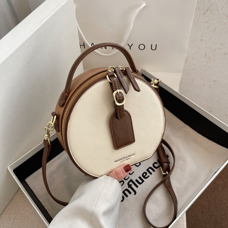 Texture fashion small round bag female spring 2022 new this year popular retro handbag shoulder bag adjustable