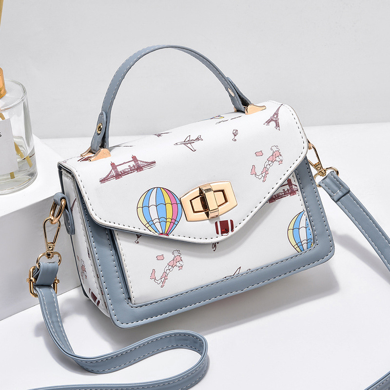 Pop Packets Bag 2022 Spring New Trend Little Clear New Fashion Girls Printed Graffiti Single Shoulder Bag Slanted Satchel