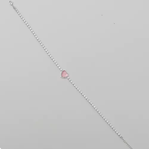 Ожерелье, цепочка до ключиц, розовая небольшая дизайнерская брендовая трендовая модная подвеска в виде сердечка, простой и элегантный дизайн, серебро 925 пробы