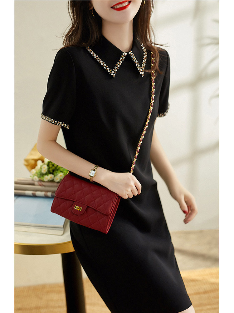 Sandor Bassa French temperament is thin and small 2022 new summer casual black polo dress female