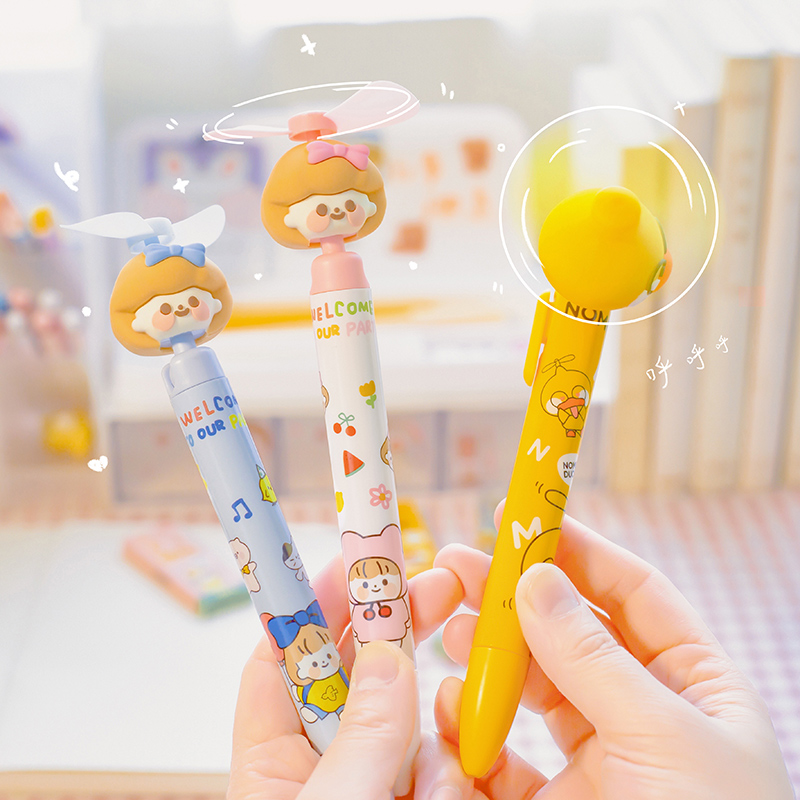 Fan Pen Mini Cute Mute Summer Fan Pen Creative Gel Pen Student Ballpoint Pen Internet Celebrity Girls