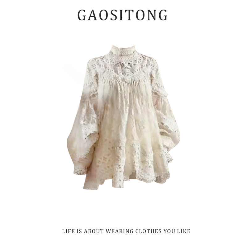 Gaositong French-Style Heavy Lace Hollow-Out Shirt for Women, Summer 2026, Gentle Style, Loose and Slimming Top Gaositong French-Style Heavy Lace Hollow-Out Shirt for Women, Summer 2026, Gentle Style, Loose and Slimming Top