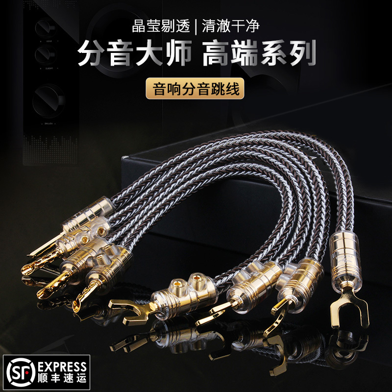 Yang Yang Single Crystal Copper and Pure Silver Mixed Audio Jumper Cable Audiophile-Grade Dual-Wire Crossover Bridge Cable Speaker Connection Cable